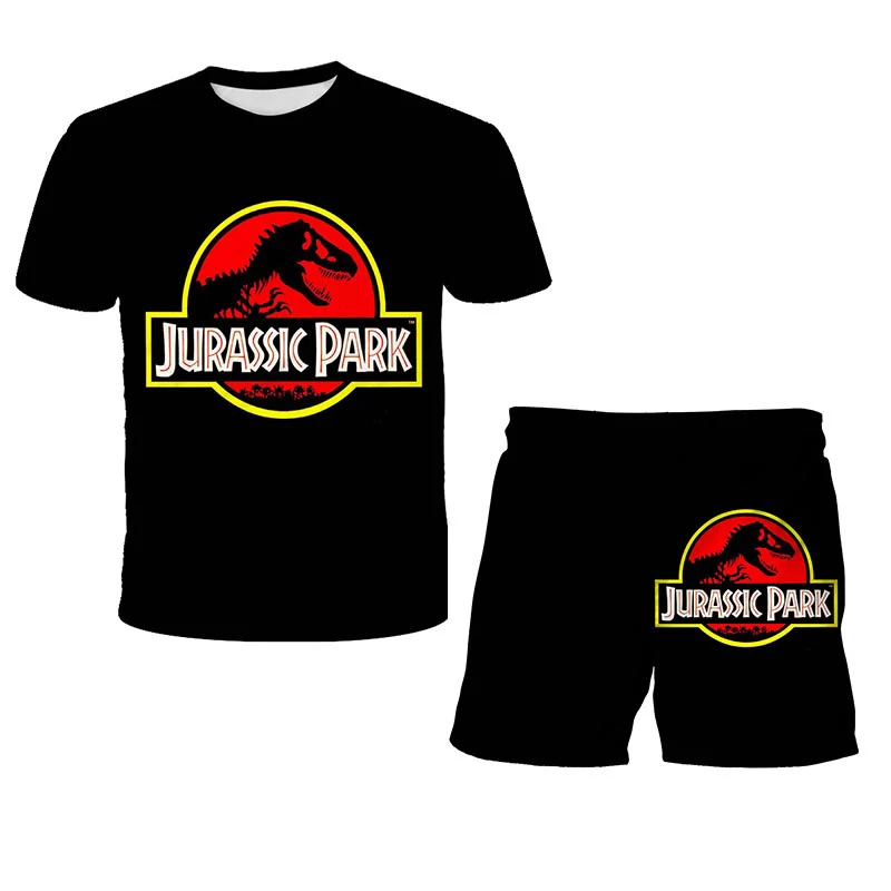 

3D Printed Jurassic Park Boys Shorts Sets Girls T-Shirt Top+Shorts 2pcs Sets Sports Suit Baby Clothes Jurassic World Anime Tee