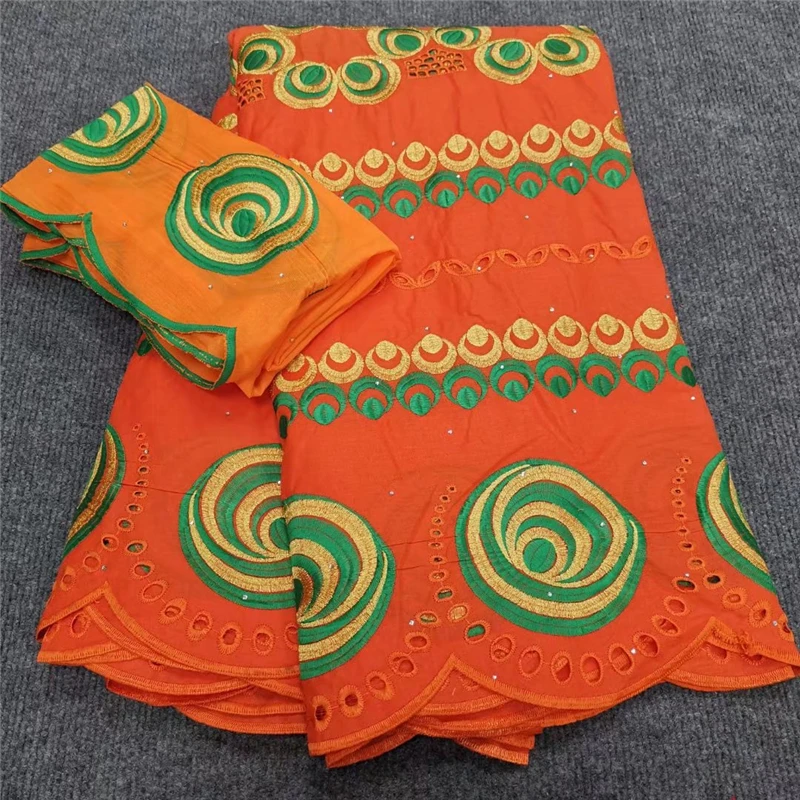 

5+2Yards Orange Swiss Voile Lace Fabric Embroidered Cotton Lace Fabrics 2022