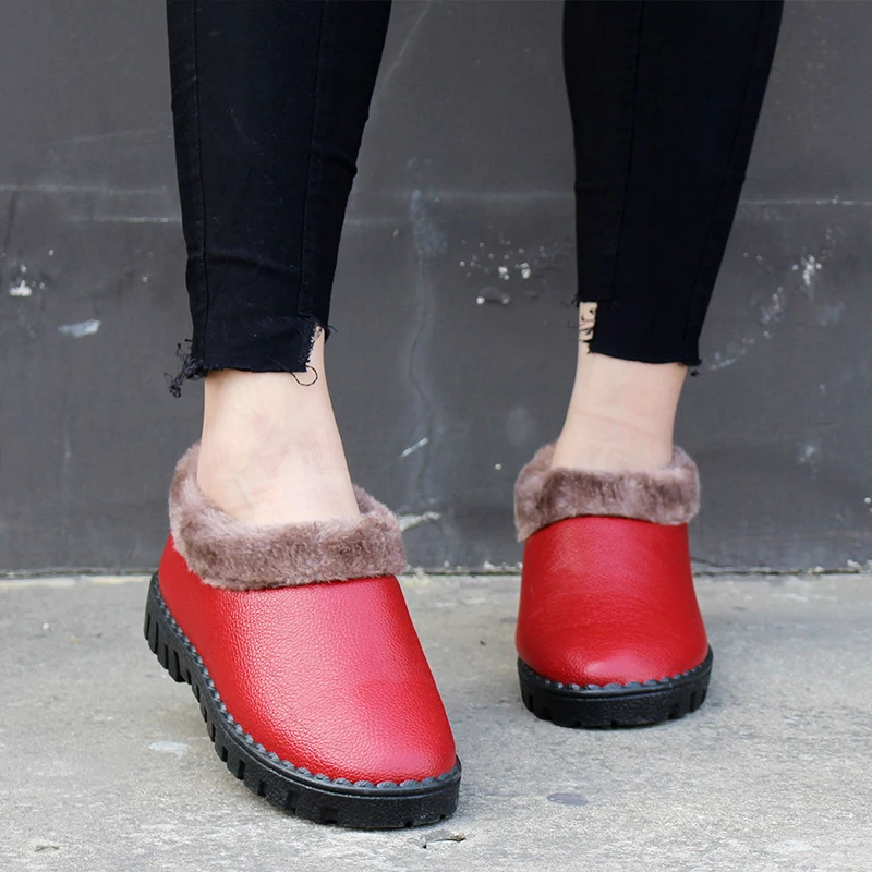 Женские теплые зимние ботинки Зимние водонепроницаемые ботильоны удобные