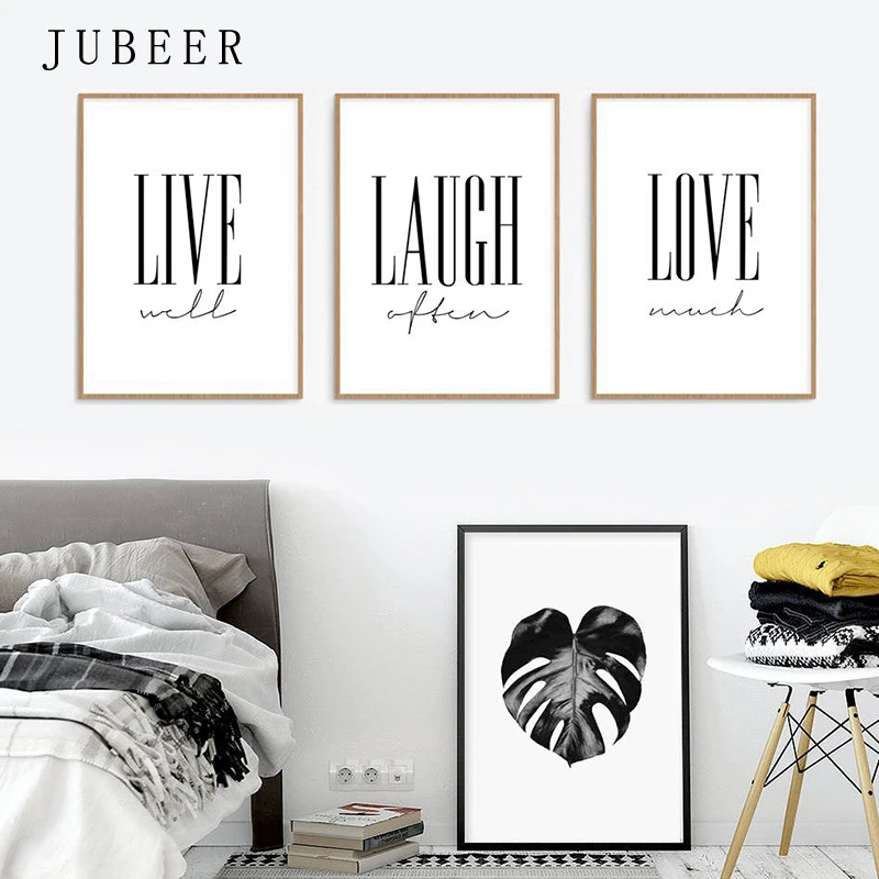Live Laugh Love Posters and Prints Cuadros Decoracion Salon Black White Decorative Picture Wall Art Nordic Decoration Home | Дом и сад