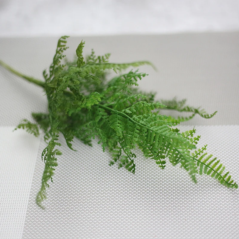 Fern leaf Букет невесты Мода Высокое качество PU искусственные растения 7-вилка зеленый/белый/желтый/белый листья Пластик klimop трава для сада на открытом воздухе украшения поддельные Плант - Цвет: Fern leaf