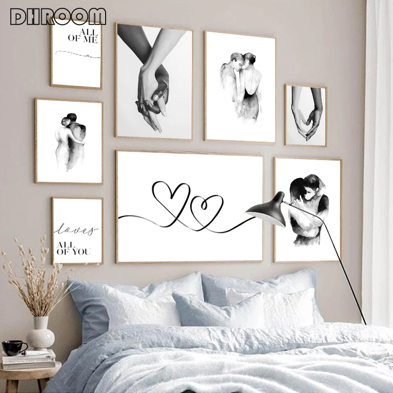 Ручная абстрактная картина на холсте с надписью Hand with для пар милая любовь цитаты