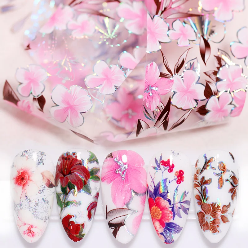 100 х 4 см фон для ногтей с цветами Фольга Бумага ногтевое искусство Переводные