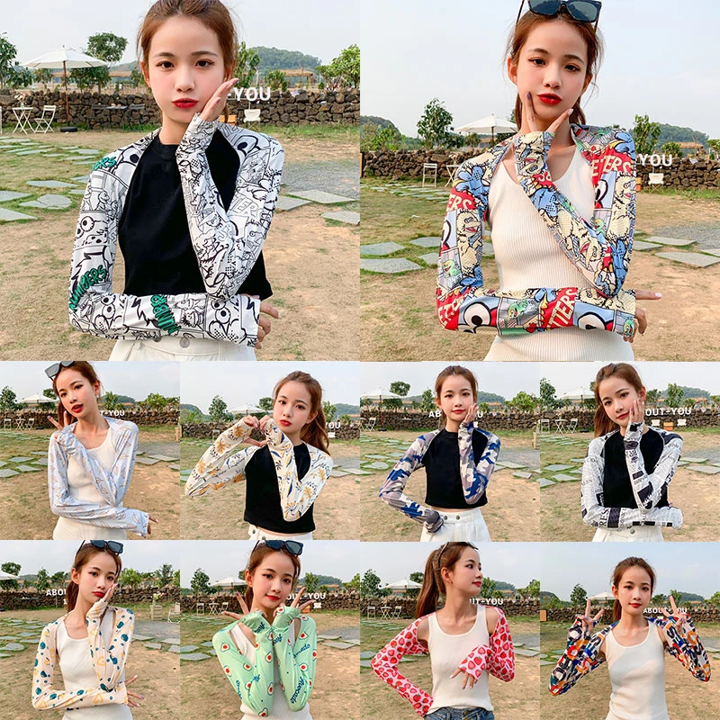 Летняя модная шаль из ледяного шелка Солнцезащитная накидка на руку удобная