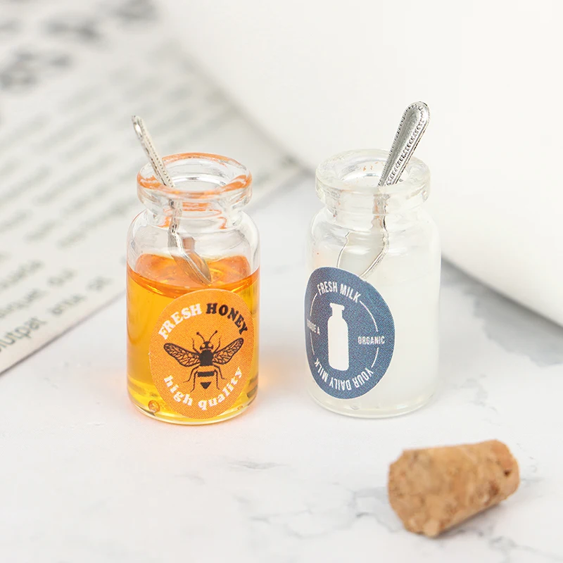 1:12 Миниатюрный Кукольный домик молоко мед клубника джем с ложкой Набор кукольной