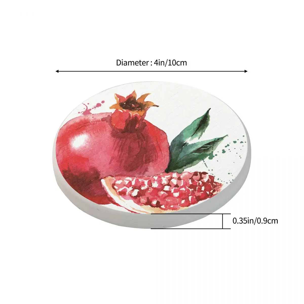 4 шт. подставка для чашки кофе с акварельным рисунком фруктов граната круглая чая