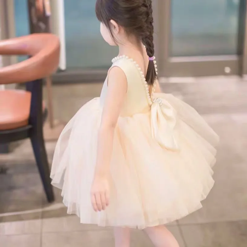 Тюль цвет Шампань накидка для девочки с цветами бисером бантом вечерние платья