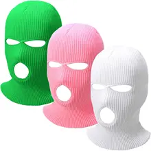 Full Face Cover Ski Mask Hat 3 Holes Balaclava Outdoor Sport Windproof Knit Beanies Cap Winter Warm 
