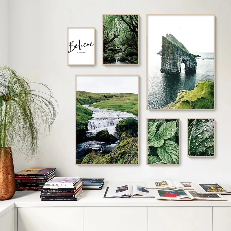 

Nature Landscape Canvas Poster Forest Wall Art Print Green Leaf Painting Nordic Home Decor Scandinavian Picture for Living Room
