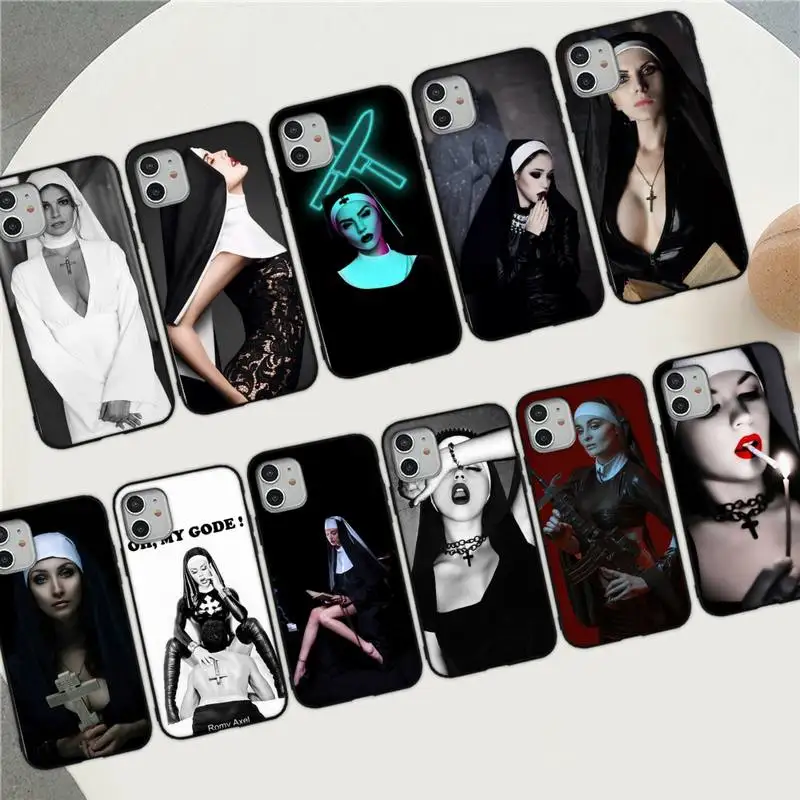 

Sister Style Nun Sexy Girl Phone Case for iPhone 8 7 6S Plus X 5S SE 2020 XR 11 12 mini pro XS MAX