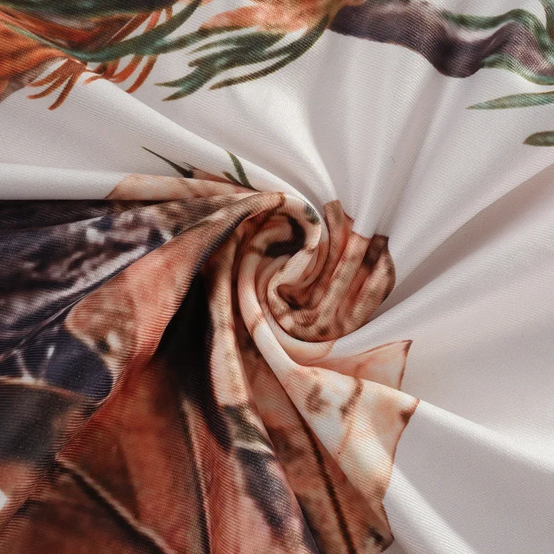 

ANJAMANOR Leaf Print Full Body Workout Fitness Jumpsuit Sexy Women Clothes Long Sleeve Bodycon One Piece Outfit Clubwear D85BI25