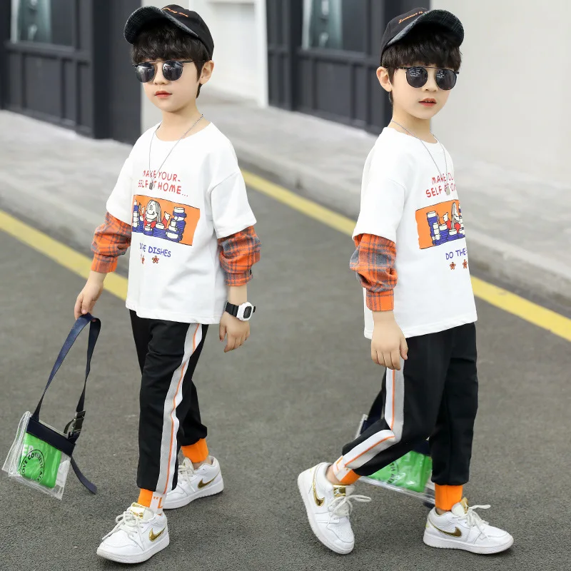 

2PC Spring Autumn Boys Clothing Kids Tracksuit Long Sleeve Sweat Shirts+Pants sets For Teenager Sports Suits 4-12 Years