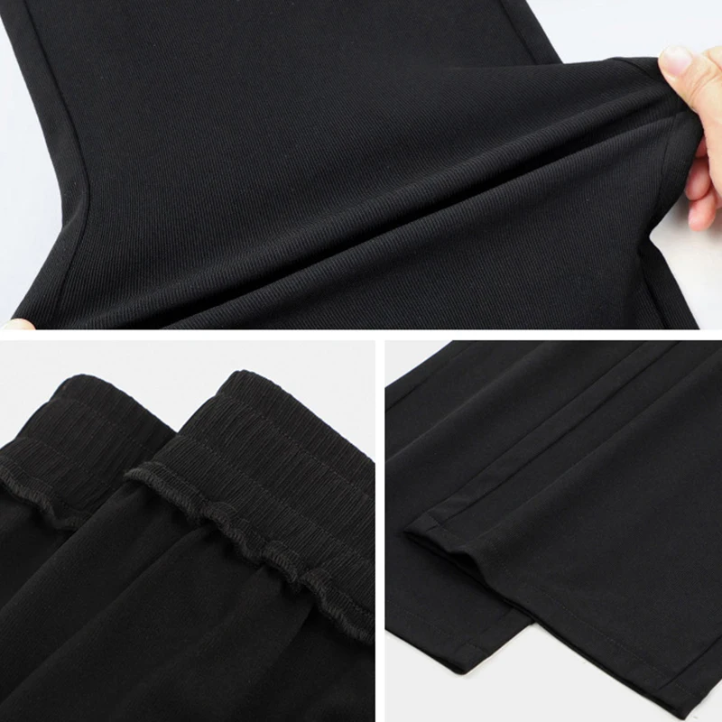 Брюки тонкие шелковые для девочек свободные штаны с высокой талией и широкими