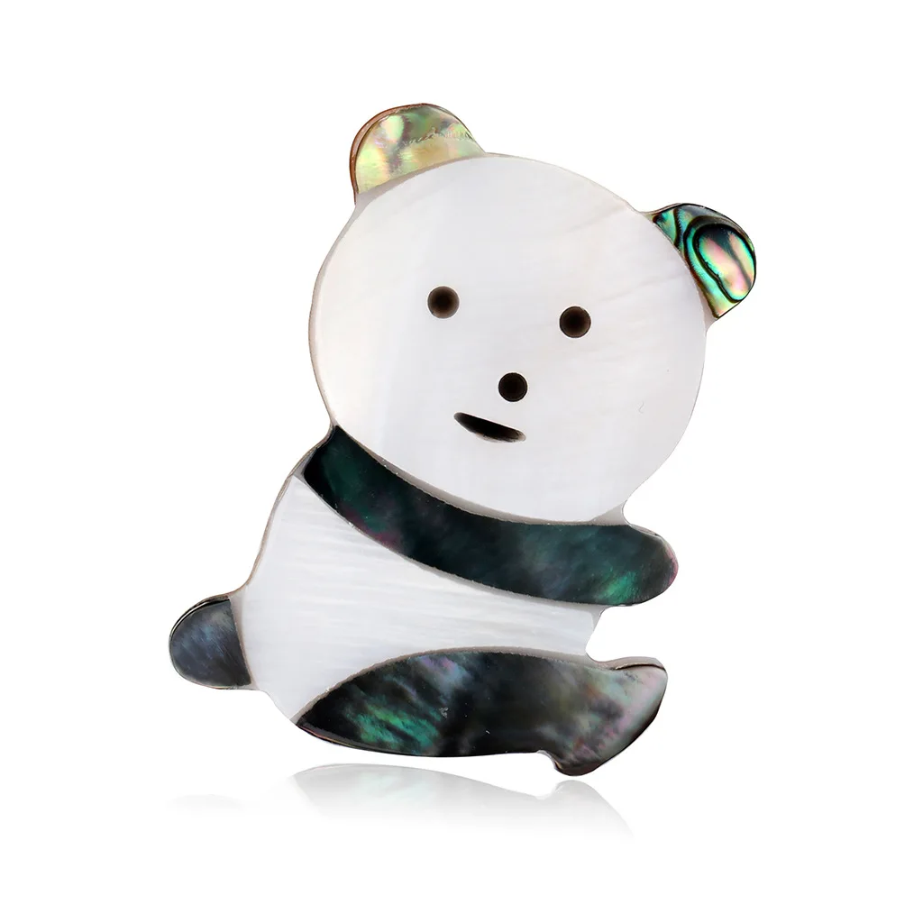 

1 Piece Pin Brooch Abalone Shell Cute Panda Animal Creative Design Women's Corsage Sweater Coat Gift Jewelry Discovery 28x36mm