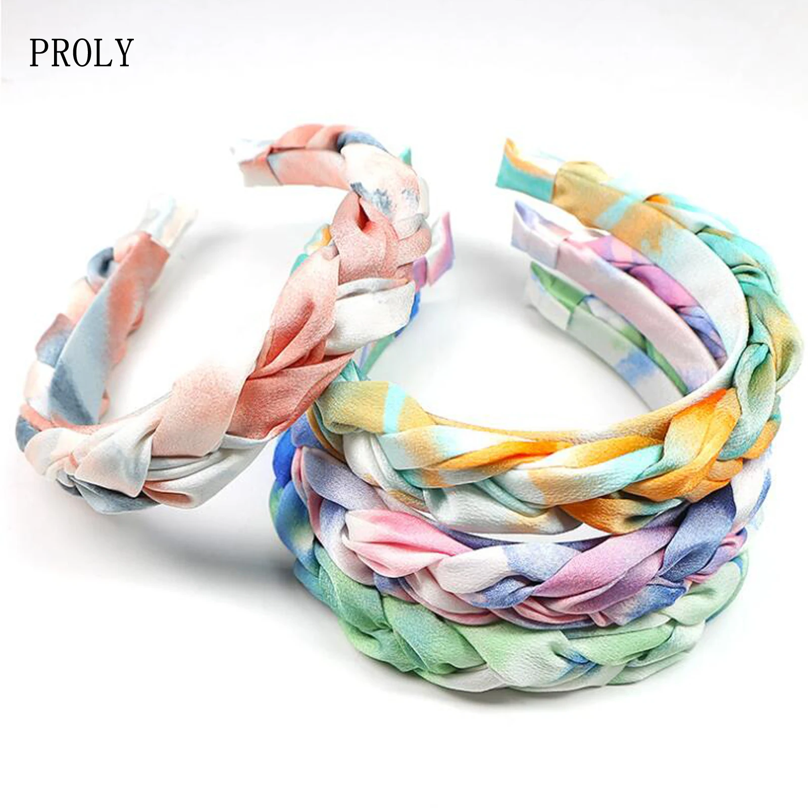 

PROLY New Fashion Fresh Headband For Women Gradual Tie Dye Hairband Handmade Braid Turban Hair Accessories Wholesale