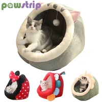 cute cat bed warm pet sofa cozy kitten lounger cushion cat house tent small cat sleeping bed washable cats nest pad pet supplies