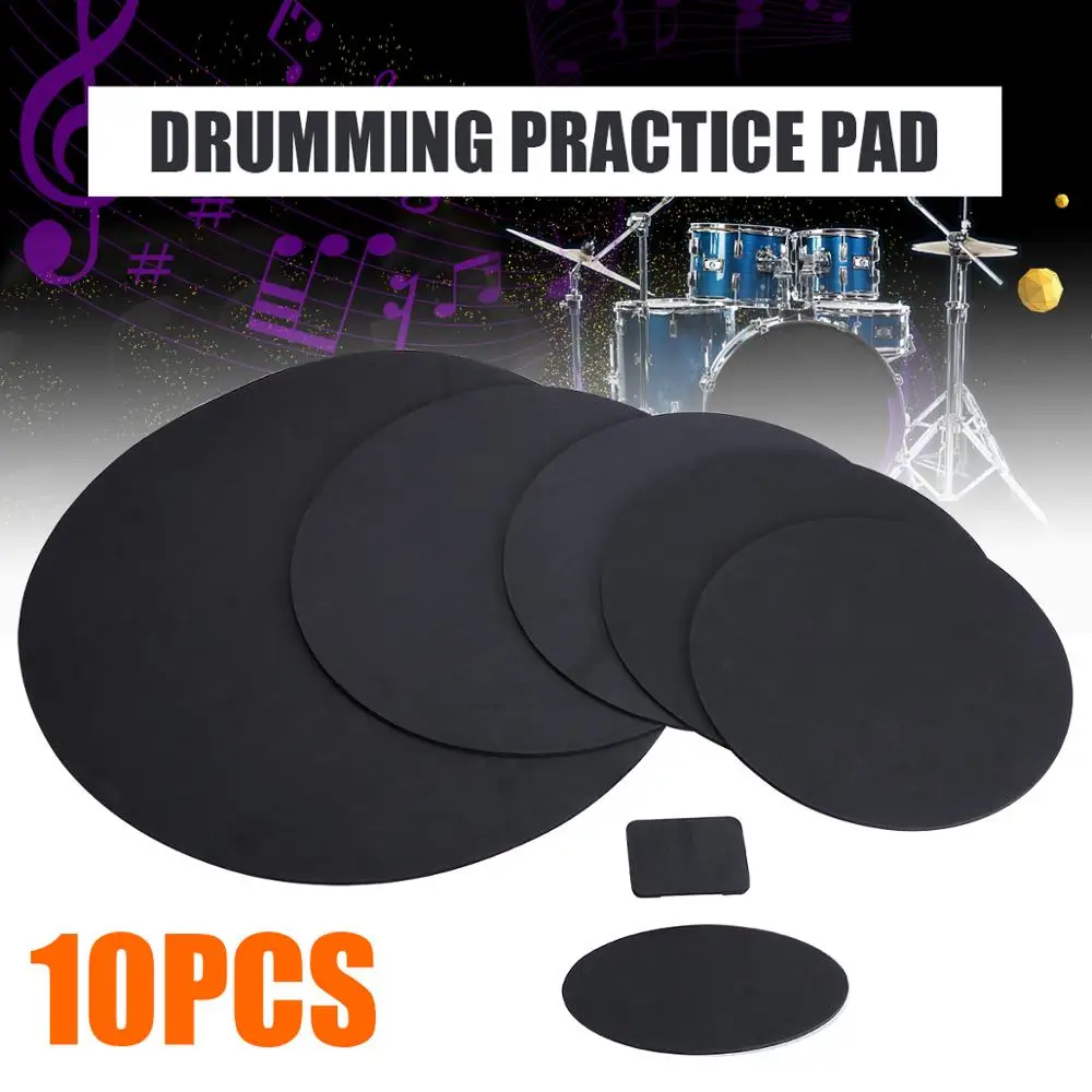 

10pcs Rubber Foam Bass Sound Off Quiet Drums Mute Silencer Drumming Practice Pad Set Musical Instruments Parts & Accessories