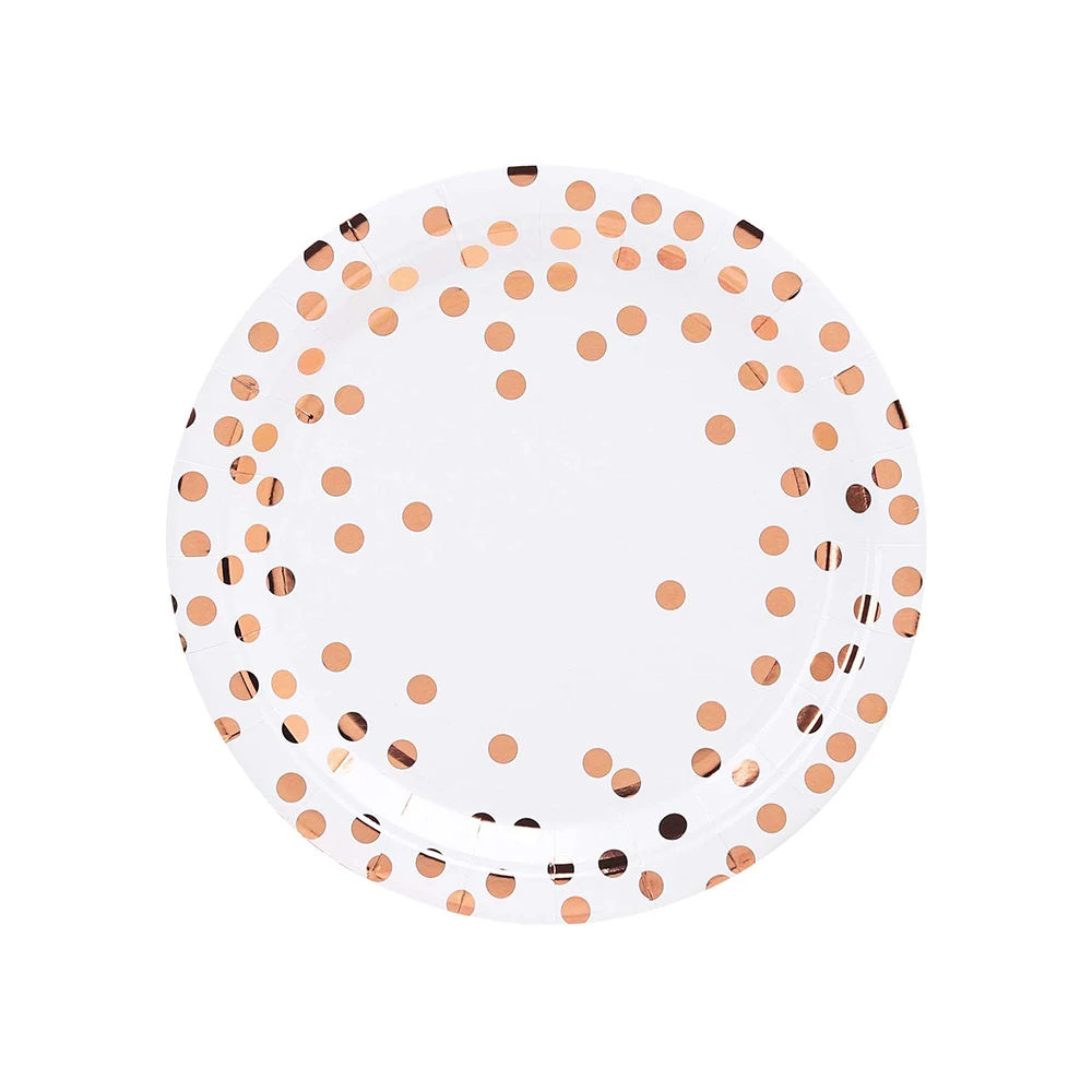 10pcs 7inch plate Розовое золото, украшения для дня рождения, вечерние бумажные принадлежности для взрослых, одноразовые бумажные тарелки, набор для детского душа, вечерние украшения - Цвет: 10pcs 7inch plate