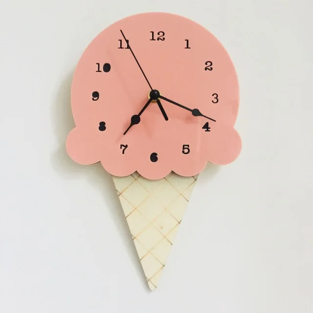 Multicolor Dreamy Ice Cream Adorable Cartoon Clock Children Wall Decor Kids Time Initiation Learning Photograph Background Prop | Мать и