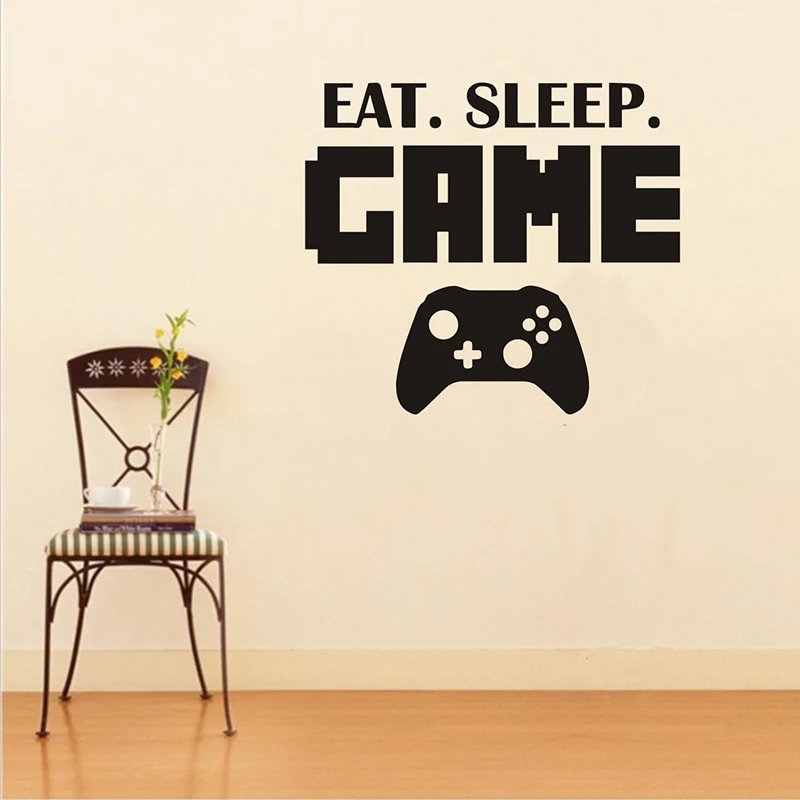 Eat Sleep игра букв виниловые наклейки на стены Стикеры джойстика геймпад искусства