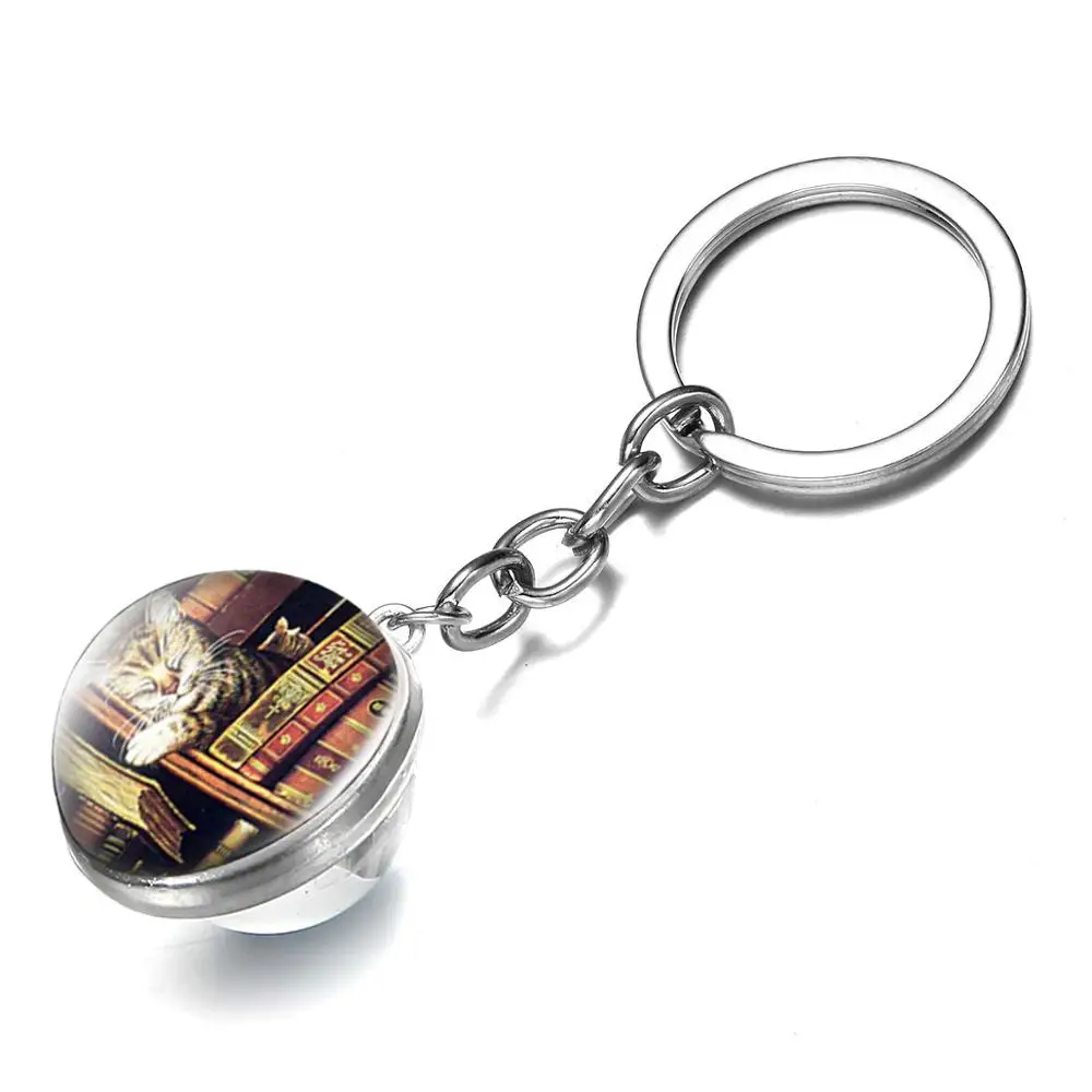 Двусторонний брелок для ключей с изображением библиотеки подарок в винтажном