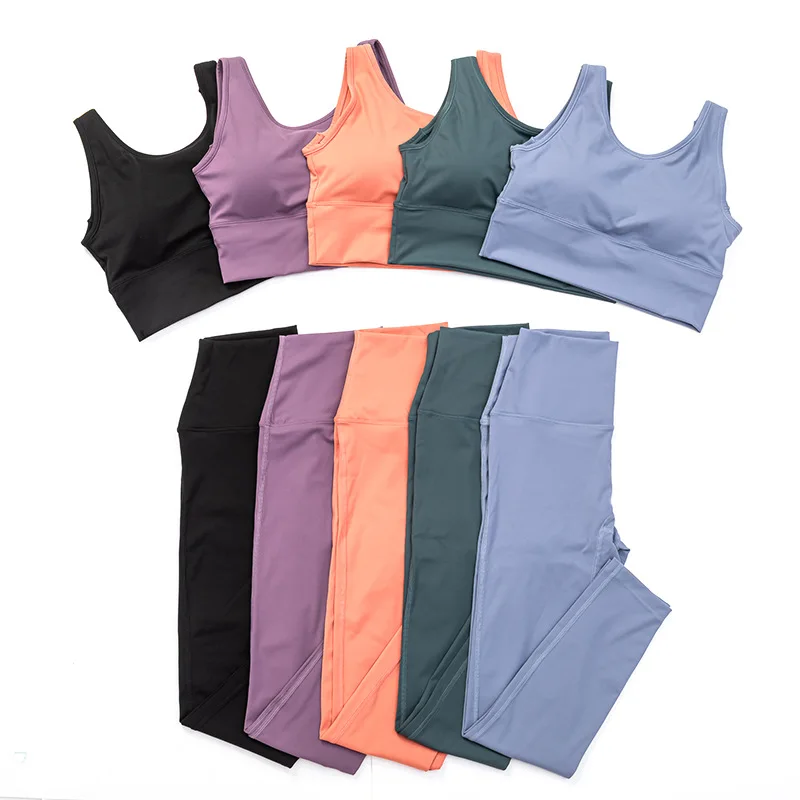 

2 Piece Set Women Tracksuit Seamless Yoga Suits Dense Fabric Fitness Gym Clothing Sports Bras Leggings Workout Clothes For Women