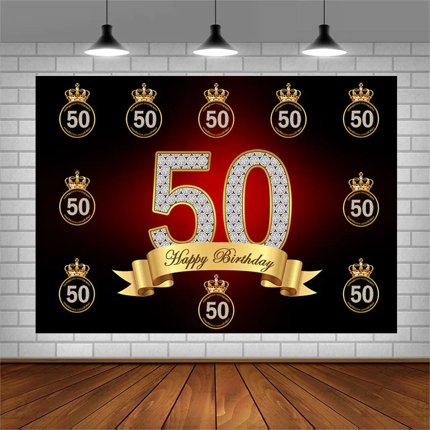 Avezano фотографии Фоны 50th Happy День рождения баннер фоны для фотостудии фон