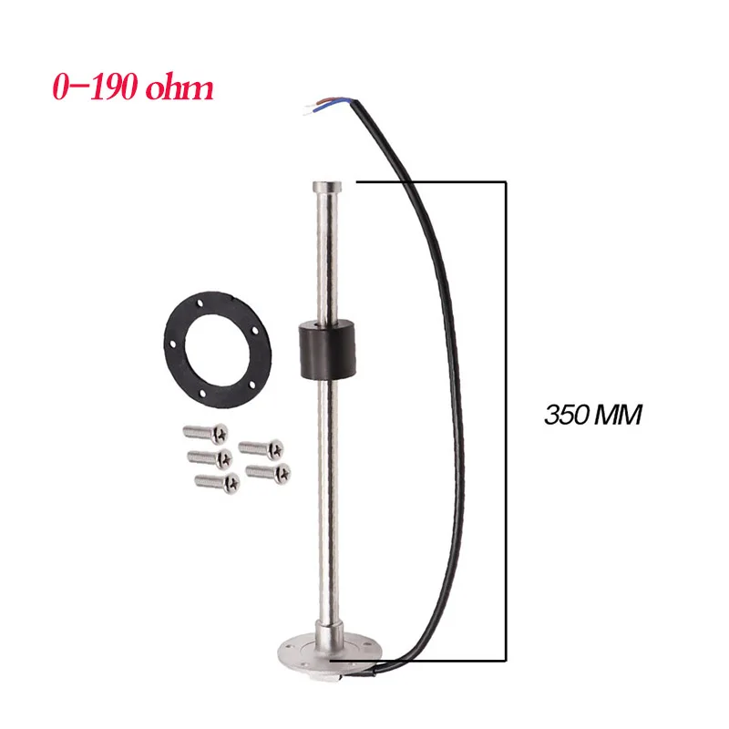 0-190ohm 350mm Датчик уровня воды 0-190 из нержавеющей стали, датчик подачи топлива, газа, Тип рукоятки 200 мм - Цвет: 0-190ohm 350mm