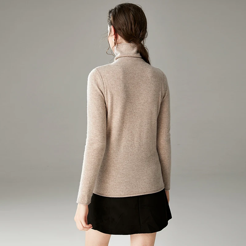 Свитер с высоким воротником Женский приталенный свитер из чистой шерсти