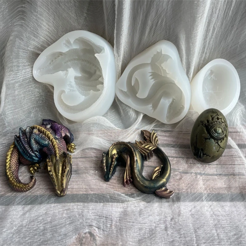 

3 Pcs Easter Dinosaurs Epoxy Resin Mold Plaster Clay Soap Casting Silicone Mould