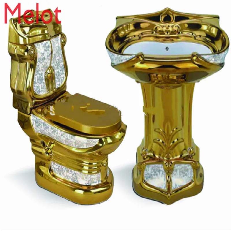 

Cuenco de inodoro de Color dorado y cerámica para baño, juego de inodoro dorado de 180 a 400 distancias, se puede instalar