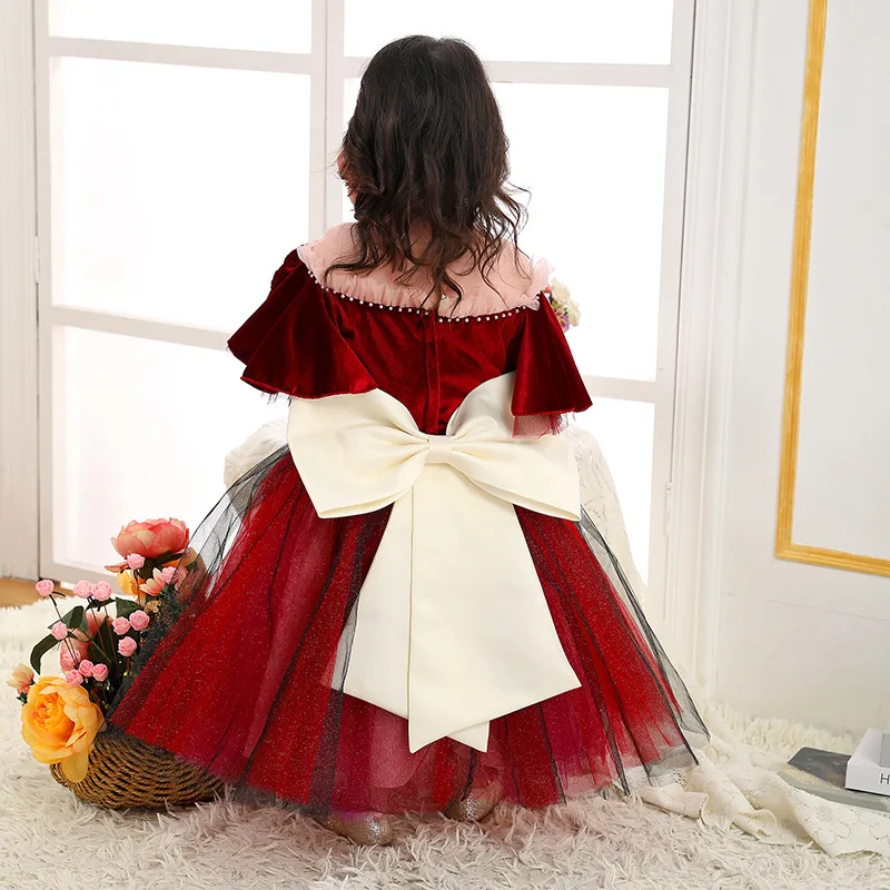 Осенне зимнее детское бархатное платье принцессы для маленьких девочек