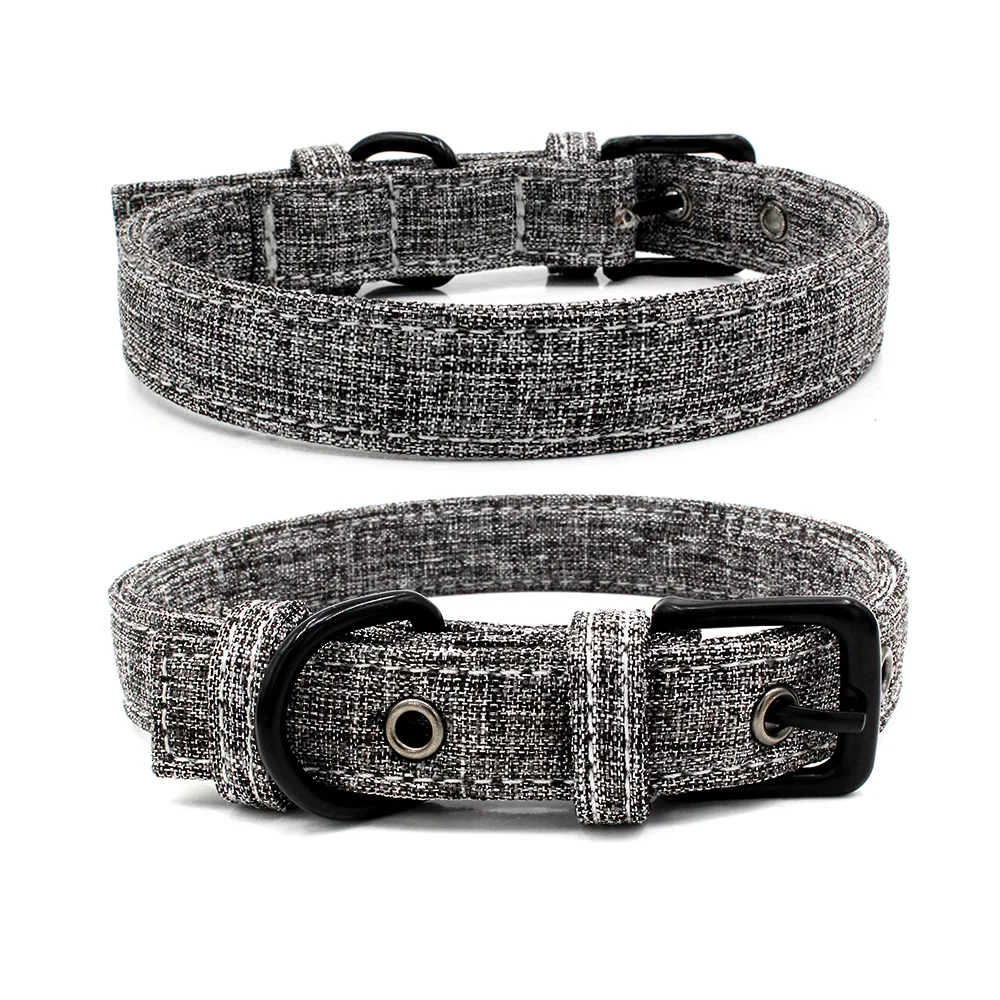 H Новые персонализированные ошейники для собак, холщовое ожерелье ошейник для собак, регулируемый для маленьких средних собак - Цвет: H