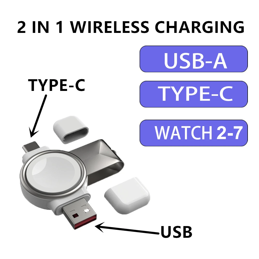 2 in 1 magnetic wireless charger for apple watch 7 6 portable type c usb fast charging dock station for iwatch series se 5 4 3 2 free global shipping