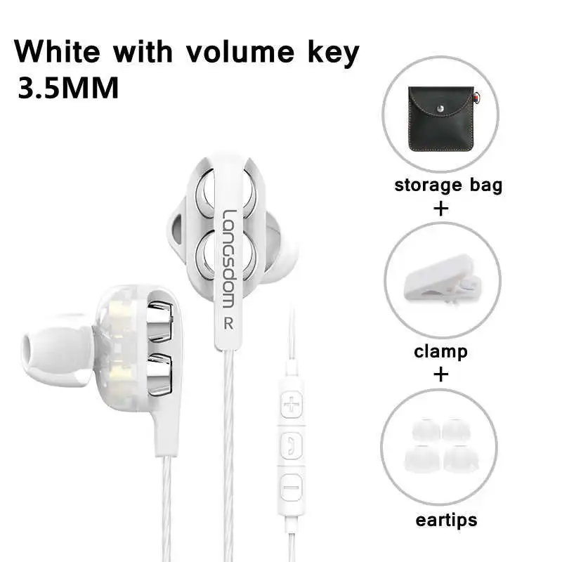 White with volume Бренд Langsdom D4C наушники проводные Hifi наушники вкладыши для телефона Xiaomi huawei meizu type c Ушные телефоны - Цвет: White with volume