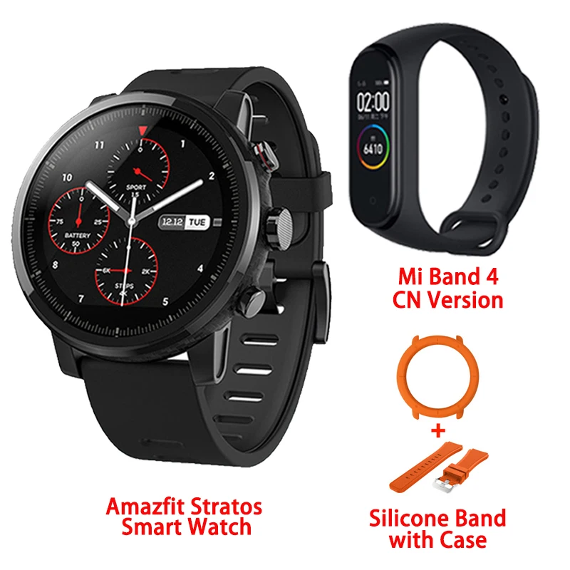 addOrrange CaseStrap Amazfit Stratos умные часы gps 5ATM водонепроницаемые 2.5D gps монитор сердечного ритма спортивные плавательные умные часы Xiaomi экосистема продукт - Цвет: addOrrange CaseStrap