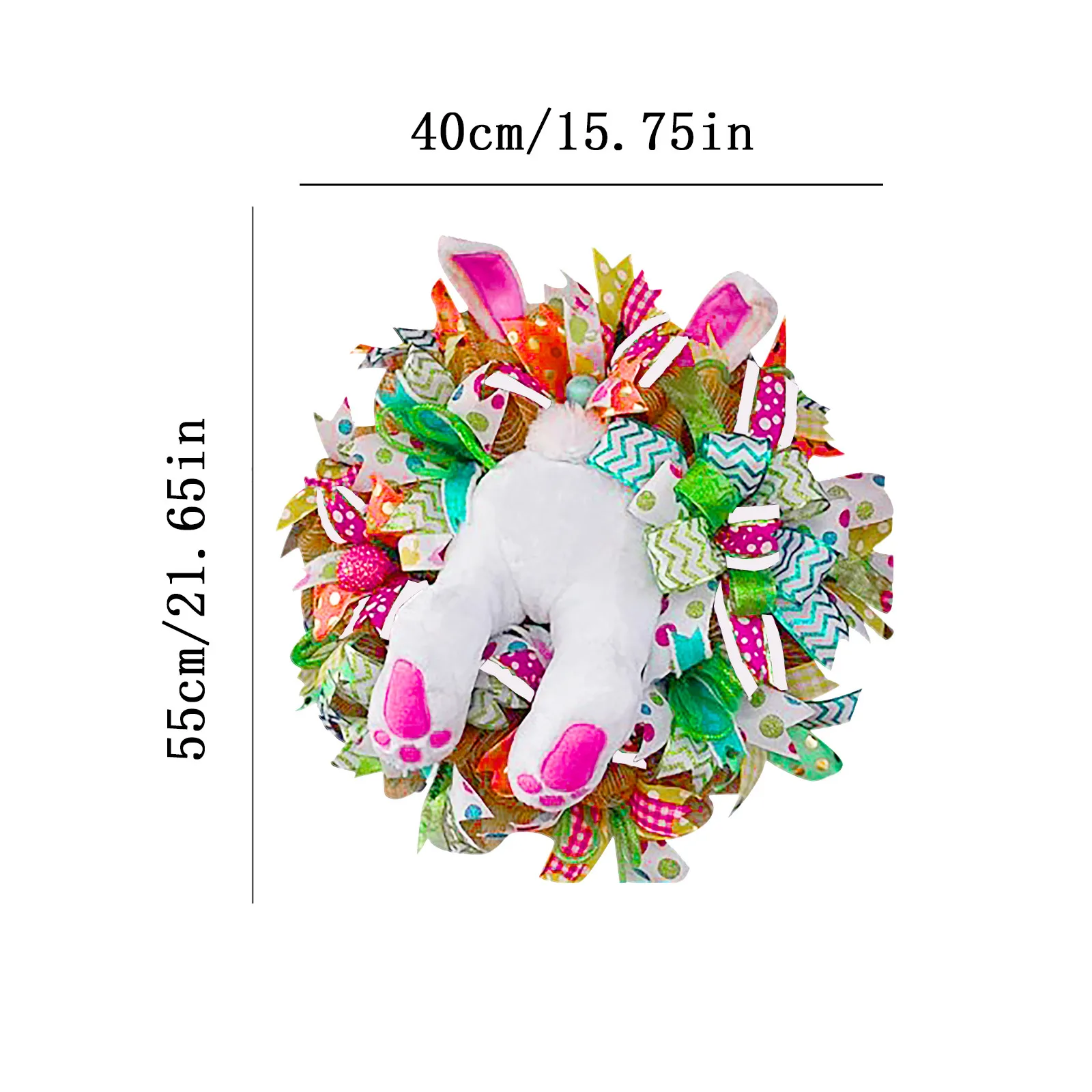 

1PC Easter decoration White Bunny And Ears Wreath Attachment. Easter Decoration.Bunny Butt With Ears 55x40cm pasen decoratie w2