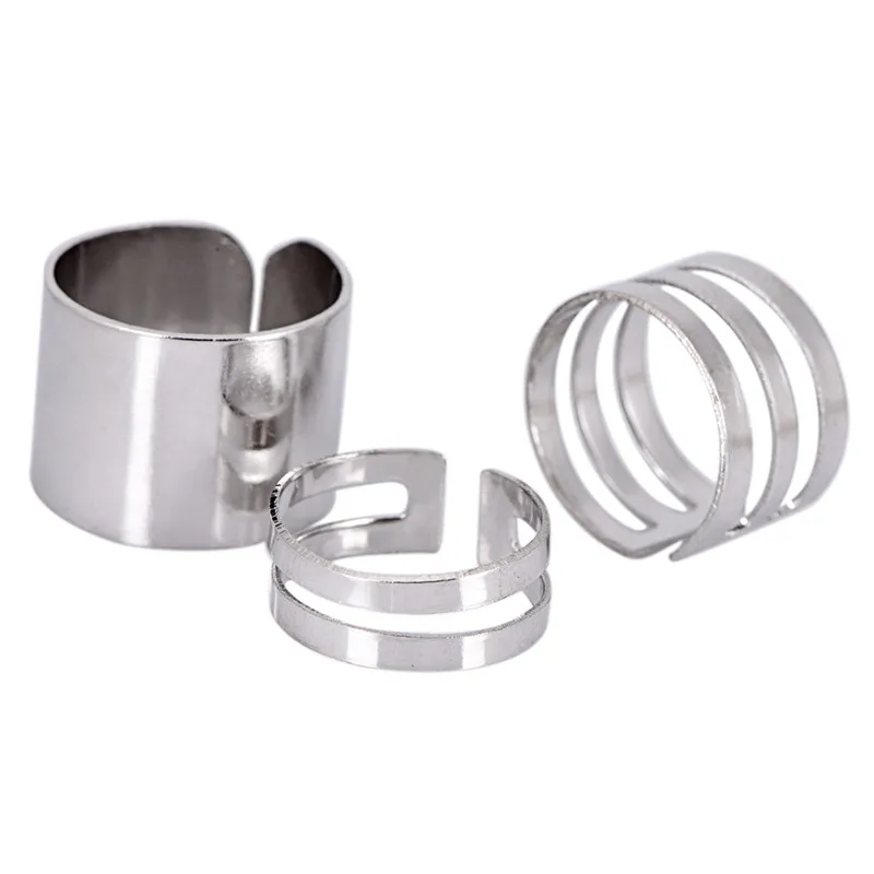 Модные ювелирные изделия набор колец Серебряного и золотого цвета 3 шт./лот полое