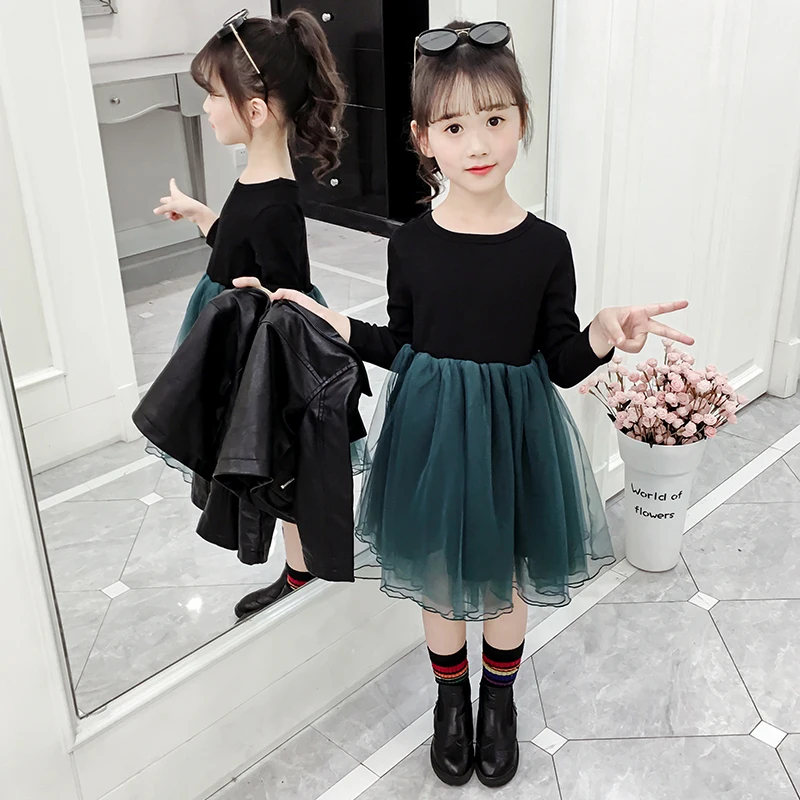 Одежда для девочек комплект одежды детей Изысканная осенняя одежда кожаная