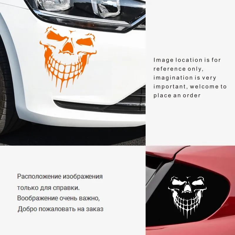 Car Stickers 15.9CM*17.7CM 3D Skull Sticker Motorcycles Decoration Reflective Custom | Автомобили и мотоциклы