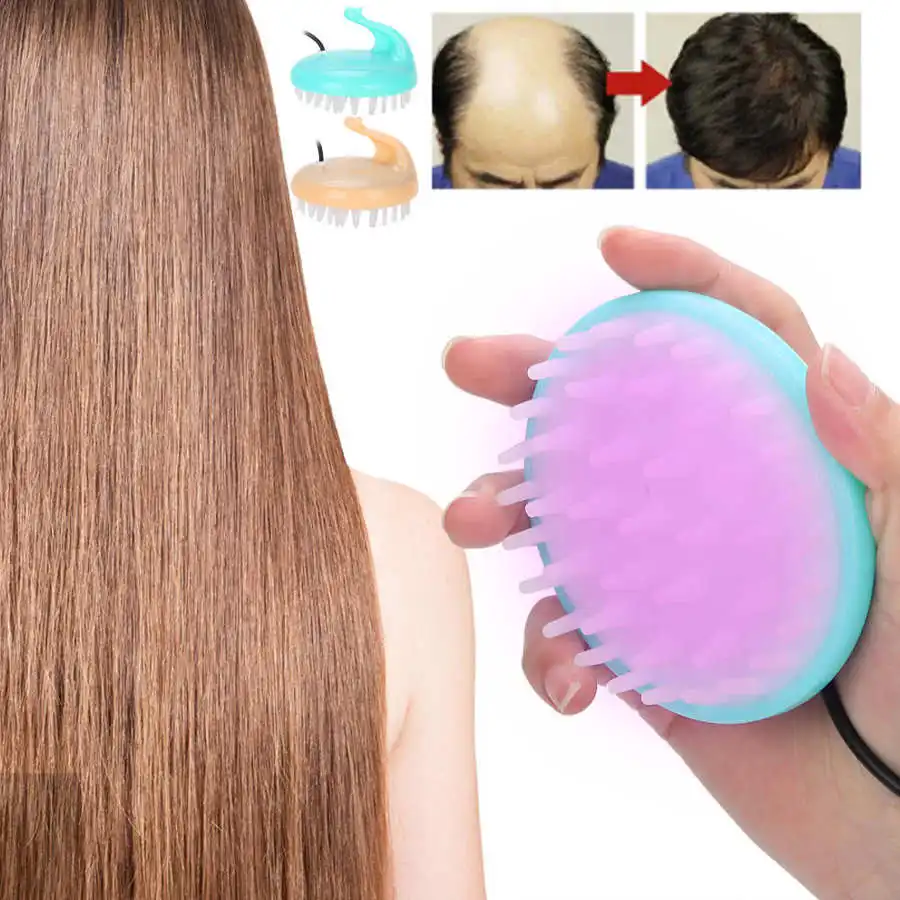 Зарядка через USB Электрический массаж головы гребень фототерапии массажа роста