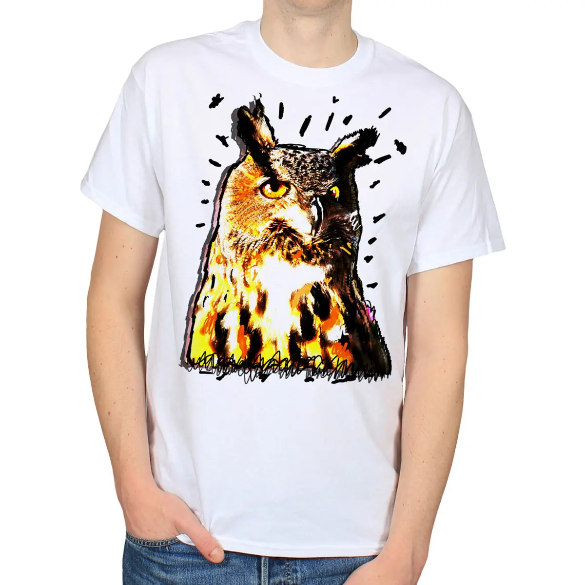 Сова эскиз хищная природа уличное искусство Граффити животное сцена Мужская