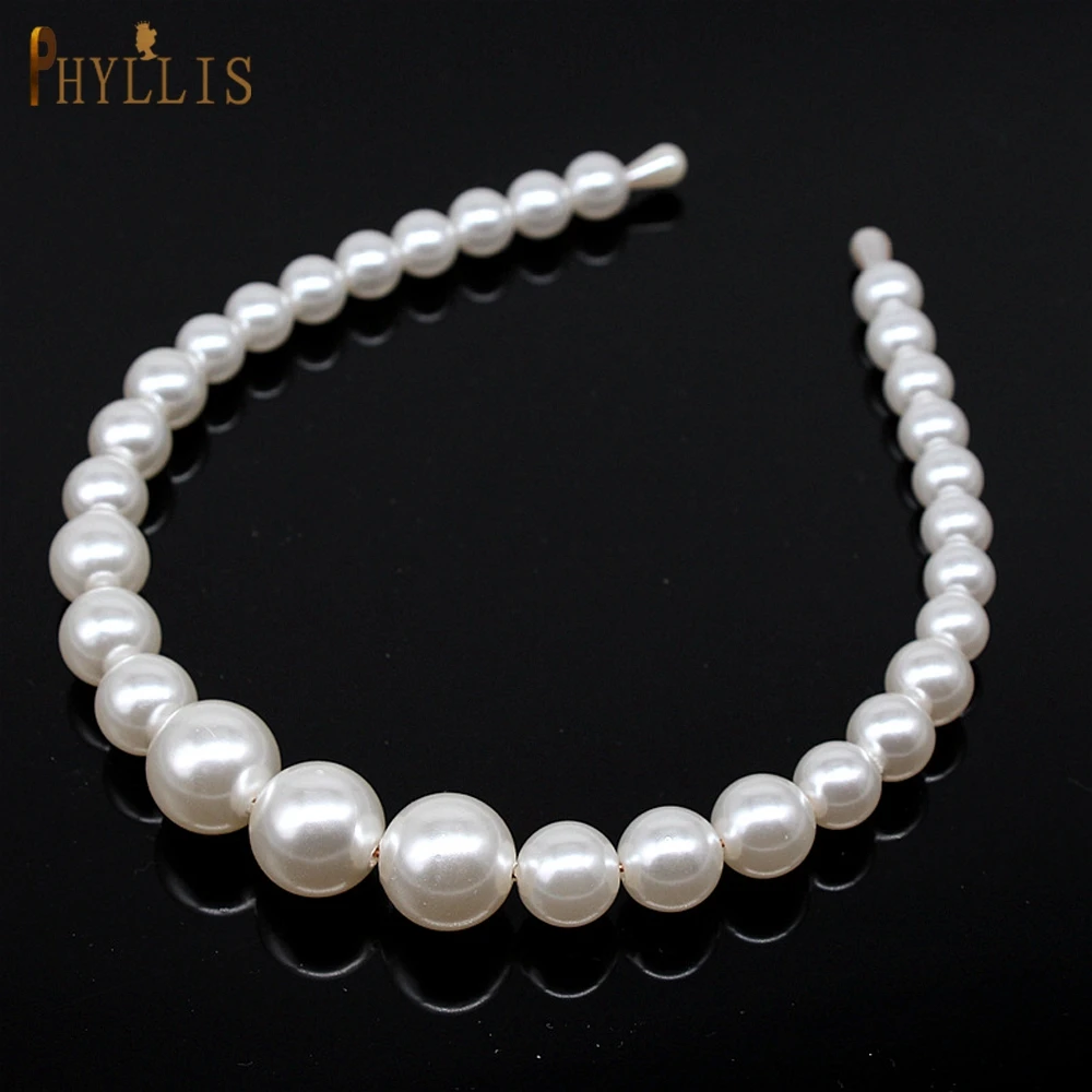 

PHYLLIS A97 Elegant Full Pearl Headband Hair Accessories Handmade Headdress Ladies Prom Headwear Bride Tiara Hair Jewelry