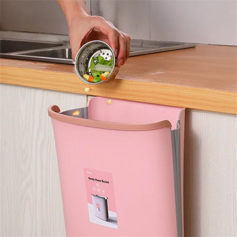 Складной подвесная корзина для мусора Портативный Ванная комната Кухня шкаф со