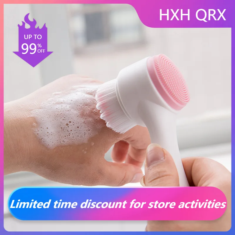 

3D Face Cleaning Massage Face Wash Product Skin Care Tool Hot Double Side Silicone Face Cleansing Brush Size Portable