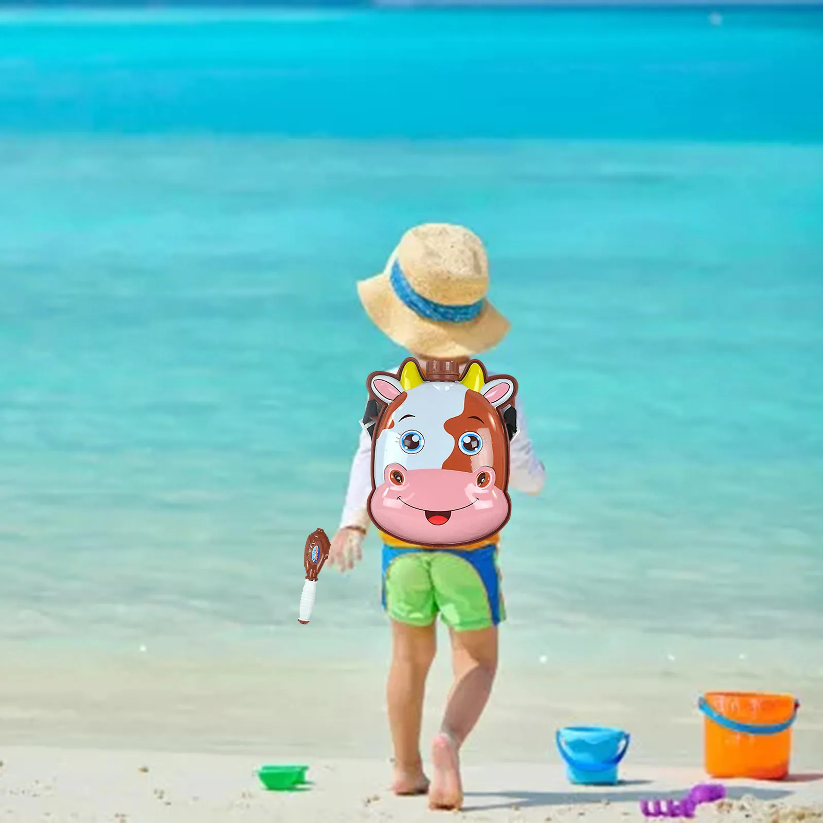 

Children's Animal Backpack Water Bomb Toy Pull-out Beach Play Water Spray Bomb Feature Kids Summer Outdoor Drifting Beach Toys