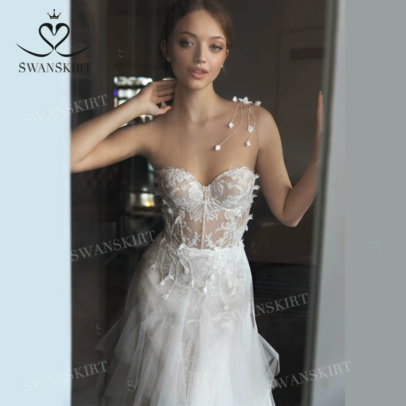 Женское свадебное платье It's yiiya белое кружевное трапеция в стиле бохо с