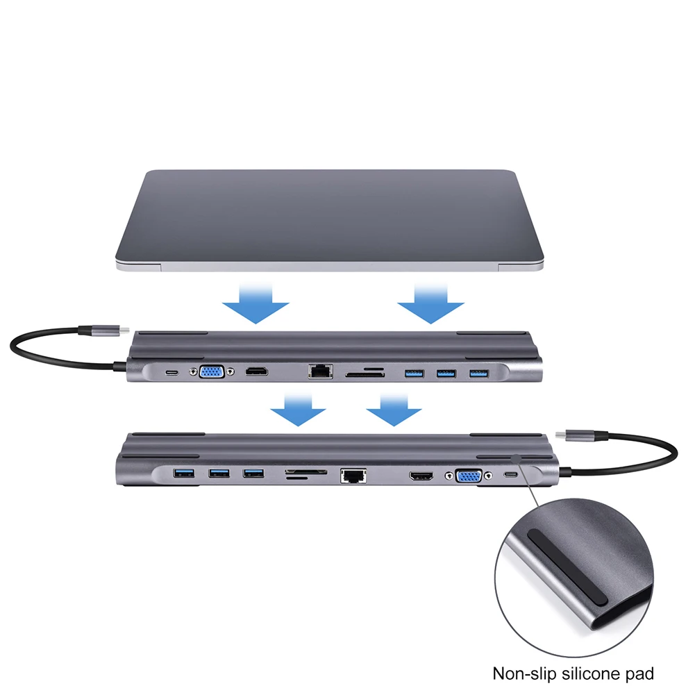 Type C usb-хаб 3 0 10 в 1 мульти USB док-станция для HDMI 4K VGA адаптер RJ45 Lan Ethernet TF SD Reader USB-C c Macbook