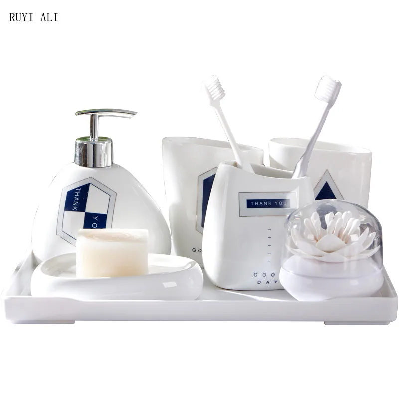 Набор керамических аксессуаров для ванной комнаты комплект из 6/7 предметов в