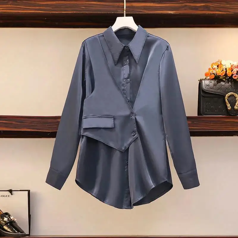 Женская шифоновая блузка однобортная Свободная рубашка 4XL весна-осень 2022